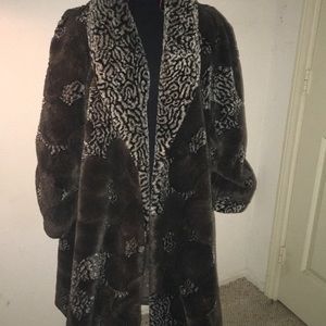 Faux fur mid length med coat excellent  condition